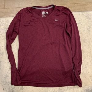 Nike Dri-Fit Maroon Long Sleeve Performance Tee